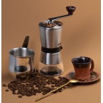 Kafijas turka, katliņš turku kafijai, kafijas kanniņa, cezva, ibrik no nerūsējošā tērauda indukcijas plīts virsmām ar diviem snīpiem, tilpums 350 ml 